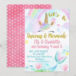 Conjunta Sereia e Convite de Aniversário do Unicór