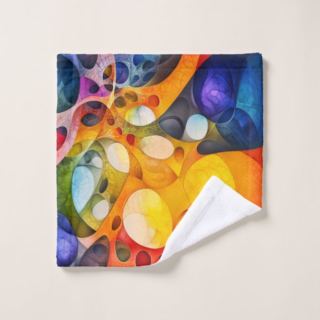 Conjunto Colorido De Bandejas Fractais De Banheiro (Pano de lavar)