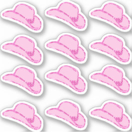 Conjunto de 12 adesivos de chapéu de cowgirl rosa