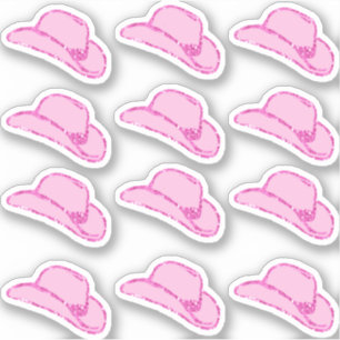 Conjunto de 12 adesivos de chapéu de cowgirl rosa 