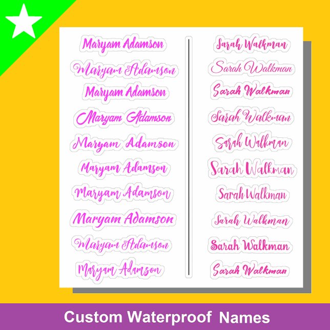 (Conjunto de 20) Adesivos de Nome Simples Rosa par (Pink name stickers
)