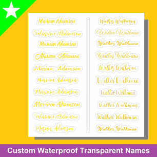 (Conjunto de 20) Adesivos de Nome Simples Transpar