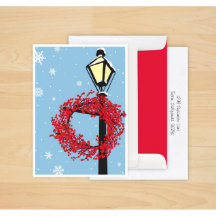 Conjunto de 24 Cartões de Natal Winterberry Wreath