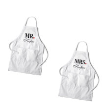 Conjunto de 2 Sr. & Sra. Heart Casal White Aprons