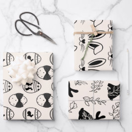 Conjunto de 3 coelhos e ovos de Páscoa minimalista