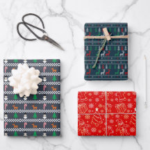 Conjunto de 3 folhas planas de papel de embrulho d