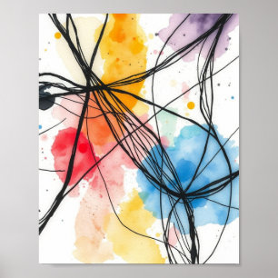 Conjunto de 3 Impressões de Arte de Linha Abstrata
