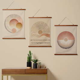 Conjunto de 3 Tapestrias de Parede de Madeira Geom