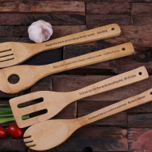 Conjunto de 4 utensílios de cozinha de madeira de