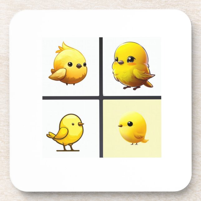 Conjunto de 6 aves porta copos amarelas pequenas d (Frente)