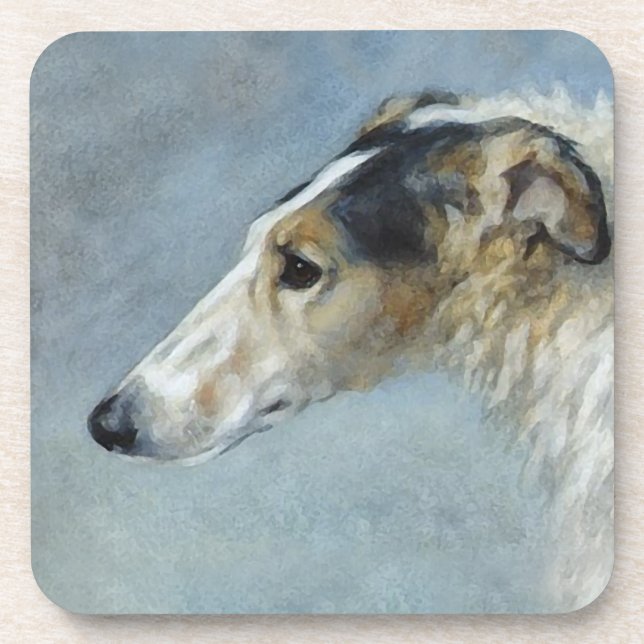 Conjunto de 6 porta-copos Borzoi em aquarela (Frente)