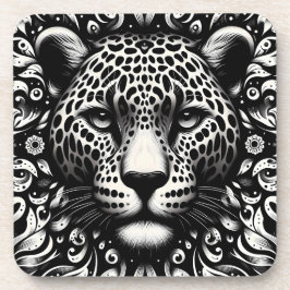 Conjunto de 6 porta-copos com rosto de leopardo e 
