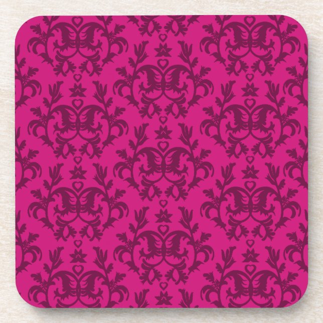 Conjunto de 6 porta-copos Damask rosa escuro "Pata (Frente)