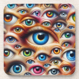 Conjunto de 6 porta-copos de cortiça com olhos col
