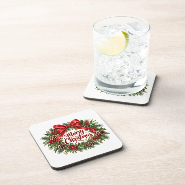 Conjunto de 6 porta-copos de Natal com coroa (Lado Direito)