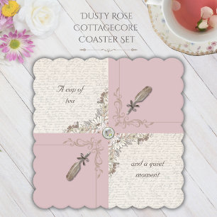 Conjunto de 6 Porta-Copos Dusty Rose Cottagecore