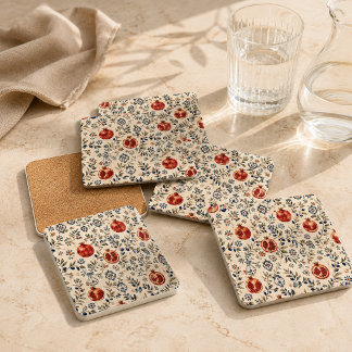Conjunto de 6 Porta-Copos Mosaico de Romã Mediterr