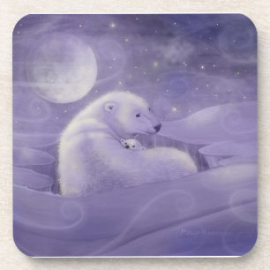 Conjunto de 6 Porta-Copos Urso Polar Inverno Suave