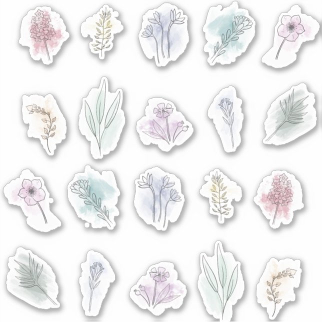 Conjunto de adesivo de buquês de aquarelas (Frente)