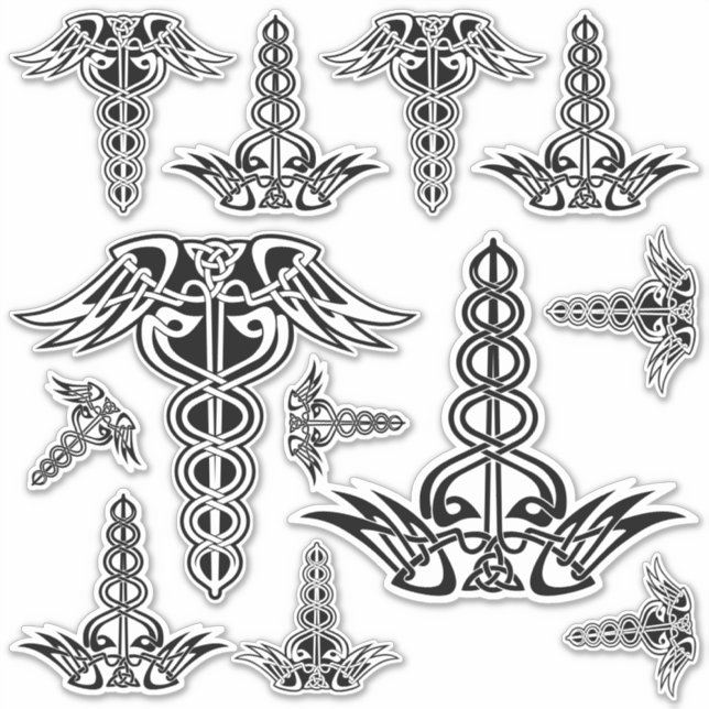 Conjunto de Adesivos Celtic Knot Caduceus (Frente)