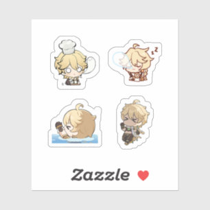 Conjunto de Adesivos Chibi Aether Genshin Impact
