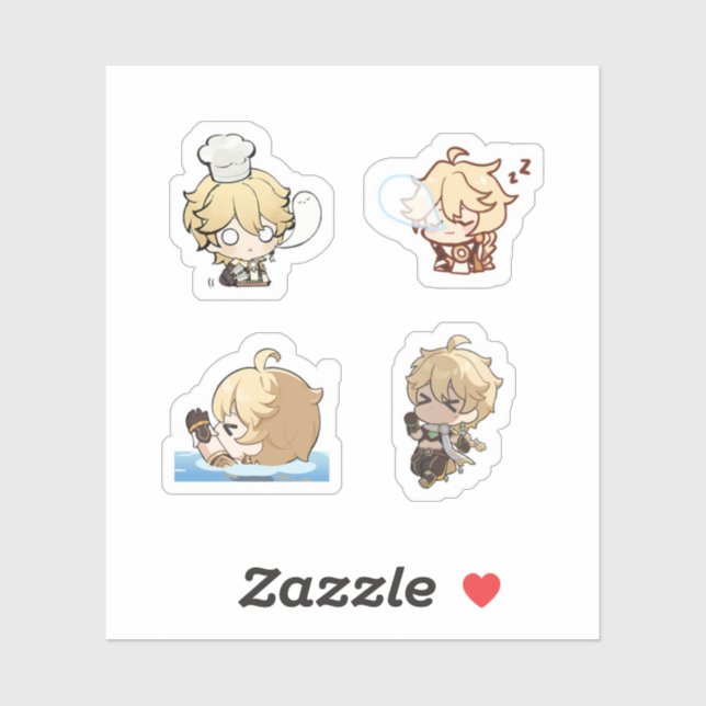 Conjunto de Adesivos Chibi Aether Genshin Impact (Folha)
