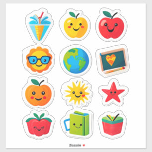 Conjunto de Adesivos Coloridos e Fofos para Escola