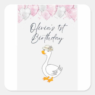 Conjunto de Adesivos de 1º Aniversário Pato e Ba