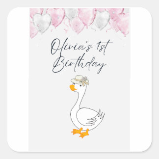 Conjunto de Adesivos de 1º Aniversário | Pato e Ba