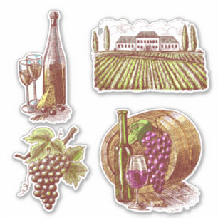 conjunto de adesivos de amante de vinho