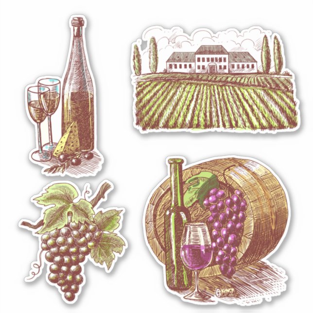 conjunto de adesivos de amante de vinho (Frente)