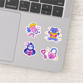 Conjunto de adesivos de amor fofo