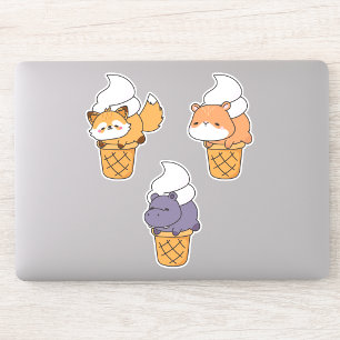 Conjunto de Adesivos de Animais Kawaii Divertidos