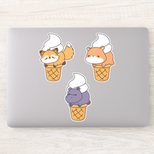 Conjunto de Adesivos de Animais Kawaii Divertidos  (Criador carregado)