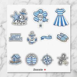 Conjunto de adesivos de aniversário de marinheiro 