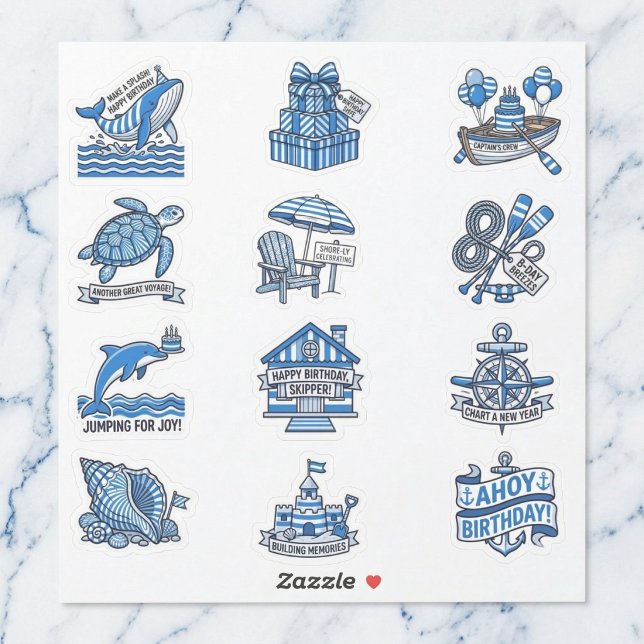 Conjunto de adesivos de aniversário de marinheiro  (Coastal charm for your party.)