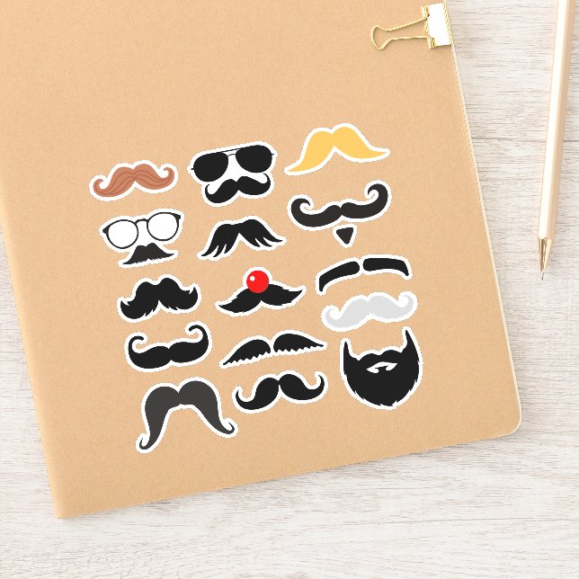 Conjunto de Adesivos de Bigode Expressivo Bigode D (Notebook)