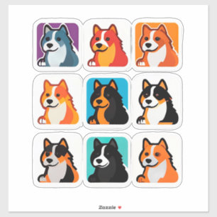 Conjunto de Adesivos de Cachorro de Desenho Animad
