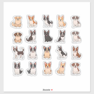Conjunto de Adesivos de Cachorro de Desenho Animad