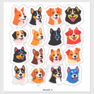 Conjunto de Adesivos de Cachorro de Desenho Animad