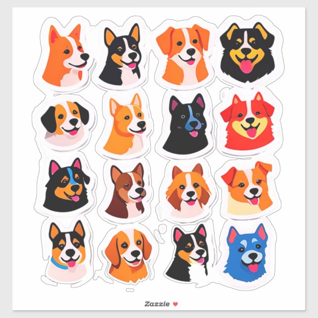 Conjunto de Adesivos de Cachorro de Desenho Animad (Folha)