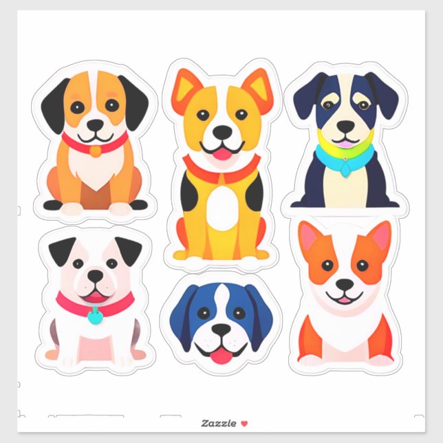 Conjunto de Adesivos de Cachorro de Desenho Animad (Folha)