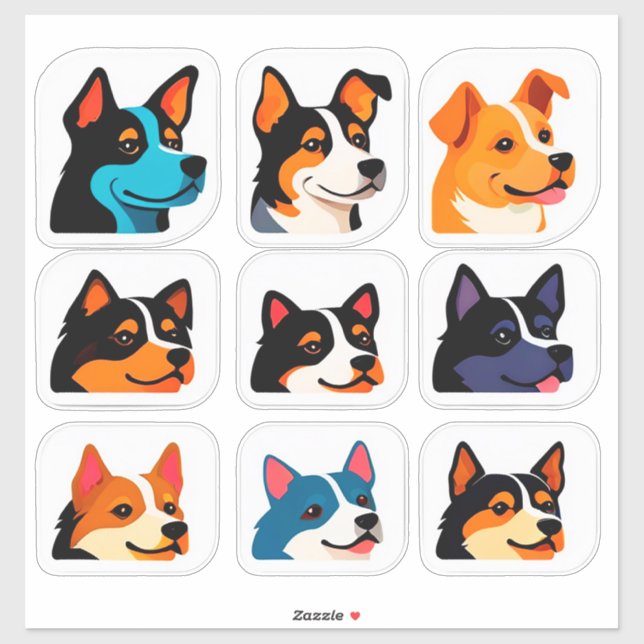 Conjunto de Adesivos de Cachorro de Desenho Animad (Folha)