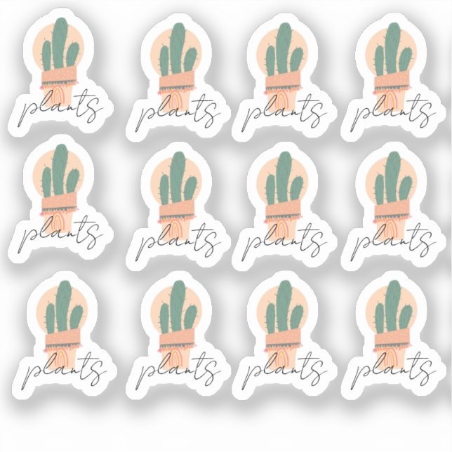 Conjunto de Adesivos de Cactus Plants Elegant Scri (Frente)