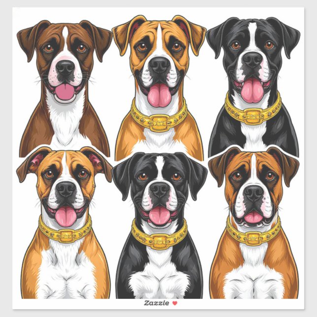 Conjunto de adesivos de cães com rosto detalhado (Folha)