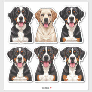 Conjunto de adesivos de cães com rosto detalhado