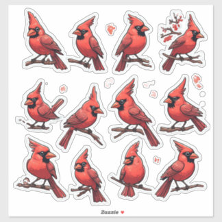 Conjunto de Adesivos de Cardinal Vermelho – Decora