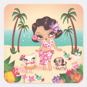 Conjunto de Adesivos de Cena de Fluff Hula Lulu