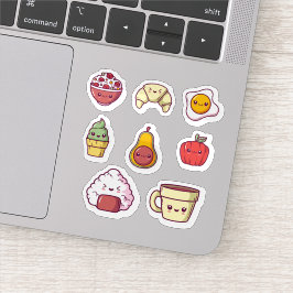 Conjunto de adesivos de comida kawaii de desenho a