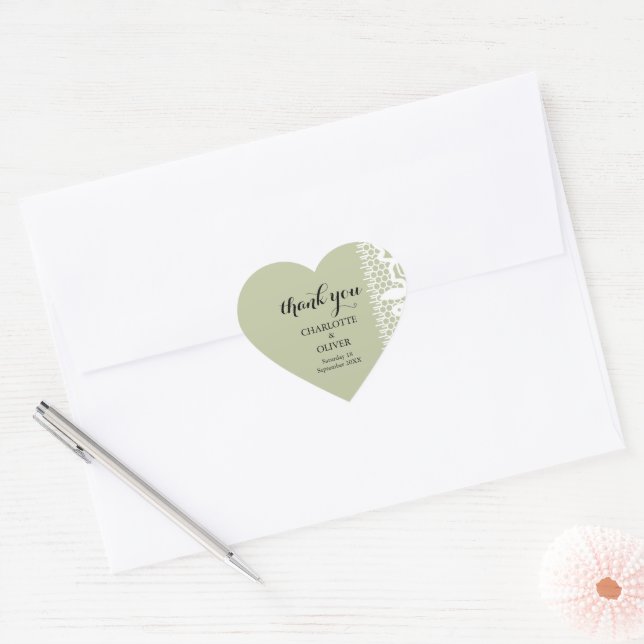 Conjunto de Adesivos de Coração Clássico com Renda (Envelope)